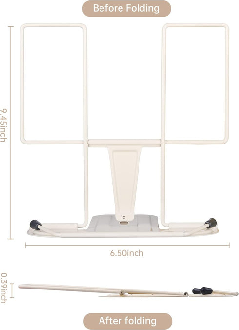 Book Stand for Reading: Adjustable Holder for Recipes, Textbooks, and Tablets (Milky White)