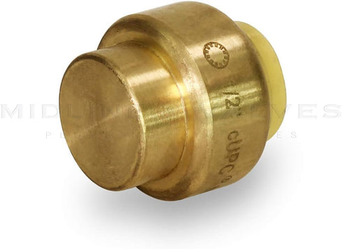 UPSE12 Plug End Cap Pipe Fitting, 1/2 Inch, Brass for Pex Copper, CPVC