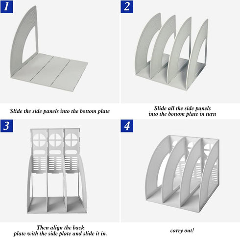 Lemical 3 Compartments Open Section Magazine File Holder, Desk Organizer, Book Rack for Office, Home, Kitchen