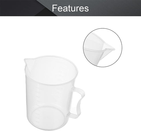 Othmro 1Pcs 1000ml Measuring Cup, PP Plastic Graduated Beaker Transparent for Lab Kitchen Liquids