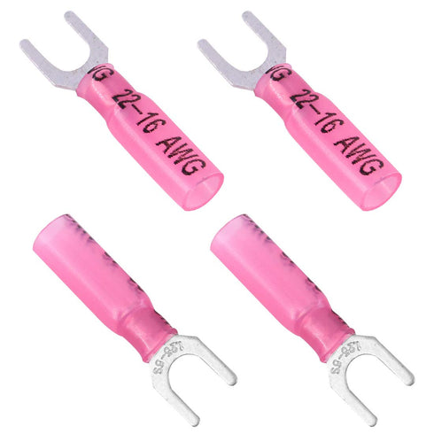 Glarks 50pcs 22-16 Gauge #10 Heat Shrink Fork Connectors Electrical Insulated Fork Crimp Terminals Connectors