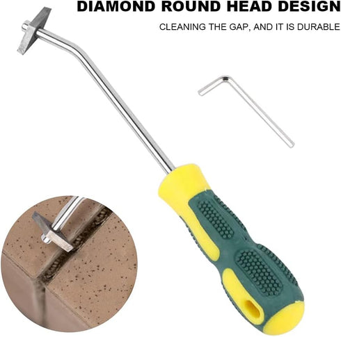 NEMTMCUA Hand Caulking Removal Tool,Steel Head Grout Cleaner Scraper Scrubber Brush Tile Joint Cleaning Brush Tiles Gap