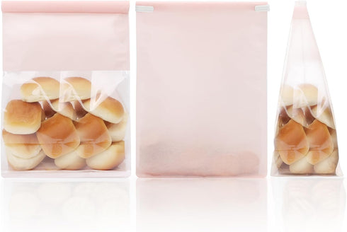 50 6.3'' 5.1'' 10.2'' Packaging(Pink) Funcoo pcs Bakery Bags with Window, x x Bakery Cookie Bags with Tin Tie Tab Lock