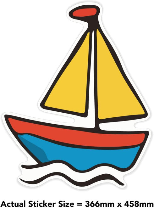 Azeeda (DW00143715) 'Sail Boat Toy' White Premium Vinyl Decal Sticker Waterproof, Durable & Easy to Apply - Ideal