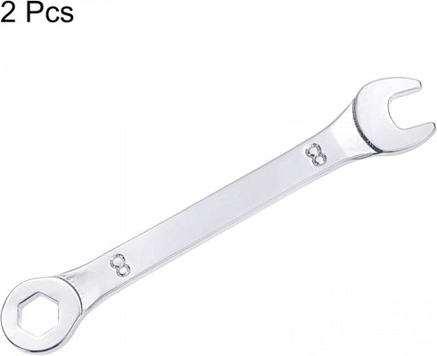 uxcell Thin Combination Wrench, 2 Pcs Metric Mirror-Chrome Plated High Carbon Steel for Household Repairs