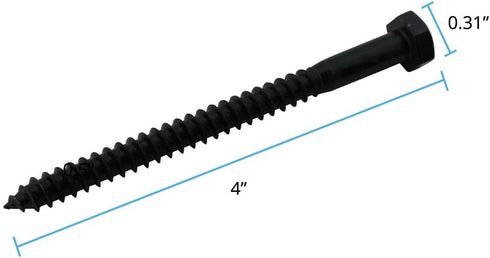 Renovators Supply Manufacturing Lag Bolts, 4 in. Black Zinc Plated Steel Lag Screws, Pack of 10
