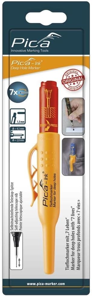 Pica Ink Red Marker Pen, Precision Fine Tip for Deep Holes 150-40