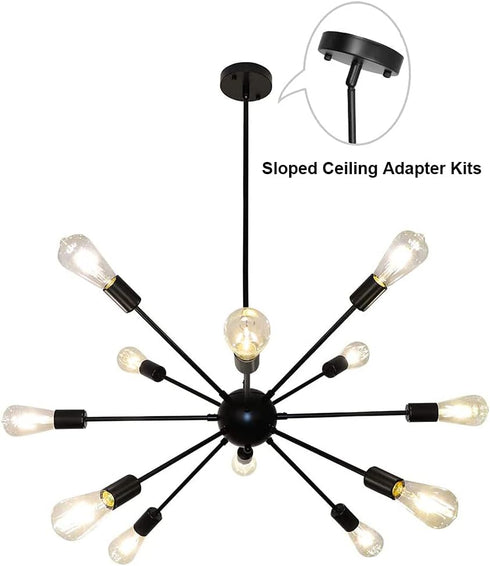 2 Pack Black Sloped Ceiling Adapter - Swivel for Pendant Light, Chandelier & Wall Sconces - Suitable for Vaulted