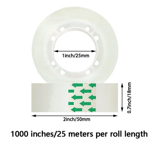 Liaogo 6 3/4 1000 1 Rolls Transparent Tape Refills Rolls, Clear Tape, x in, in Core Gift Wrapping Tape for Office