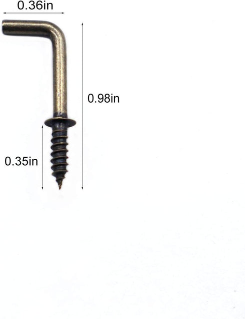 100 Pcs Small Screw in Hooks - 5/8" L Shape & Right Angle Bronze Hooks for Various Hanging Needs