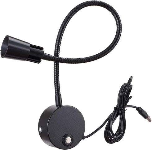 5V Dimmable 6000K 4000K 3000K 15" 1-Pack USB Wall Mounted Bedside Reading Lamp Colors Change Wall Sconce Aluminum Black