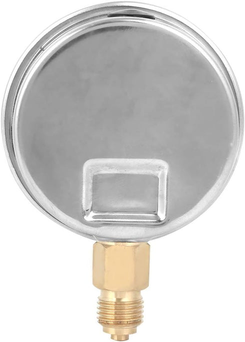 Heayzoki Oil Filled Pressure Gauge, 1/4 BSP Lower Mount, Stainless Steel Liquid Filled, -1-10 bar, Dual Scale