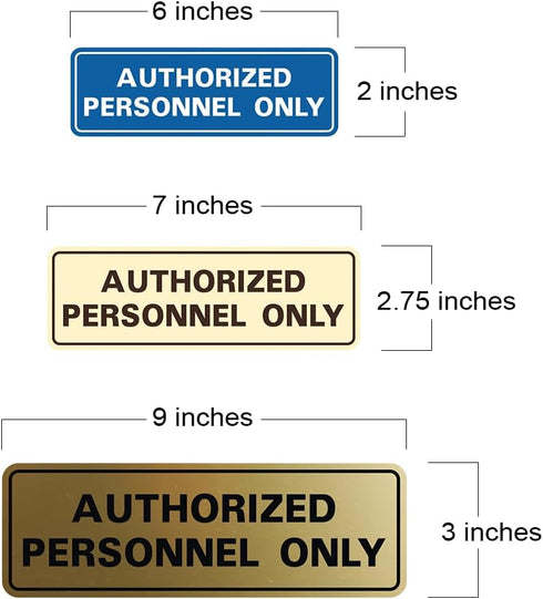 Standard AUTHORIZED PERSONNEL ONLY Wall or Door Sign - Secure Access Control - Easy Installation - Black/Gold - Small