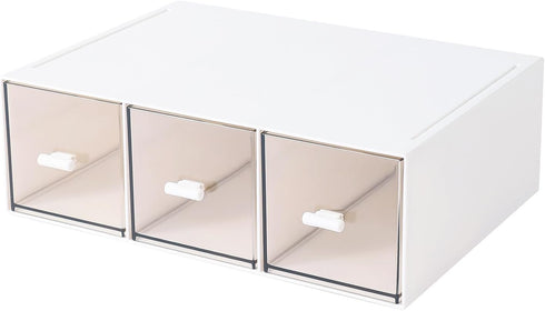 Plastic 3 Drawer Organizer for Cosmetic Storage, Makeup Organizer for Nail Polish, Brushes, Jewelry (White)