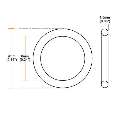 uxcell Silicone O-Rings, 9mm OD 6mm ID 1.5mm Width VMQ Seal Gasket, White, Pack of 10 for Pipe Repair