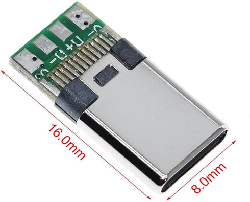10PCS USB 3.1 Type C Connector, 24 Pins Male Plug Socket Receptacle Adapter for Solder Wire & Cable