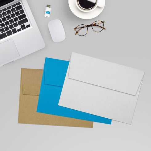 LUXPaper A7 Invitation Envelopes for 5 x 7 Cards in 80 lb. Gray, Printable with Peel and Press Seal, 50 Pack
