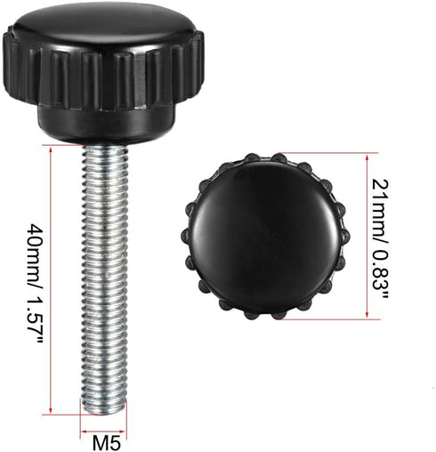 uxcell M5 x 40mm Metric Male Thread Knurled Clamping Knobs, 5 Pcs Black Thumb Screw Hand Clamping Handle