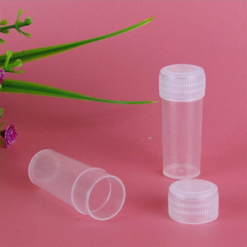 Othmro 50Pcs 5ml Plastic Lab Cylindrical Chemical Reagent Bottle, Wide Mouth for Liquid Storage