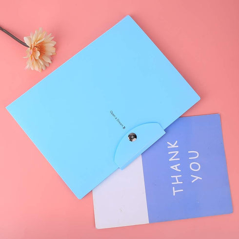 Expanding File Folders, Blue 5 Layer Document Folder, PVC Plastic Envelope with Magnetic Closure