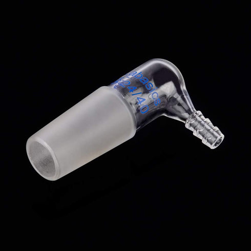 Glass 90 Degree Vacuum/Gas Adapter, Borosilicate Glass Bent Inlet Adapter with 24/40 Inner Joint for Laboratory