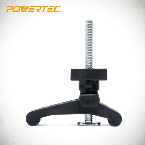 POWERTEC 71661-P2 Mini T Track Hold Down Clamps Woodworking Series, 3-3/4 x Reinforced Plastic Clamps with Steel T-Bolts, 4 PK, Black