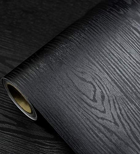 Black Wood Wallpaper, Peel and Stick Self-Adhesive Removable Wallpaper for Countertop and Kitchen Wall, 17.7 197