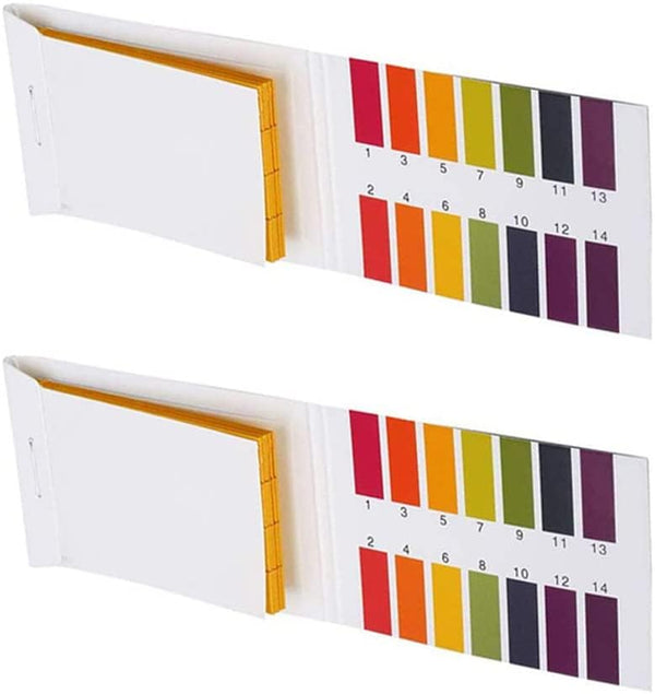 2 Pcs pH Test Strips, 1-14 Test Indicator, 160 Stripe Litmus Paper for Soil, Water, Saliva Testing