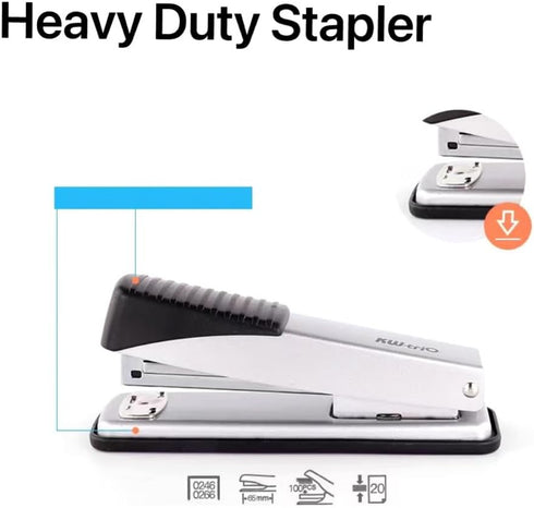 Stapler and Tape Dispenser Set, Heavy Duty Tape Desk Dispenser, Stapler with 1000 Staples, Office Stapler & Small Tape Dispenser for Office School Desktop, Black