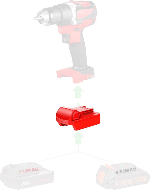 Milwaukee M18 Tools Adapter, Compatible with Porter Cable PCC680, Black & Decker LBXR20 20V MAX Batteries