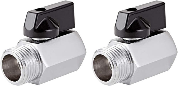 2 Pack Brass Mini Ball Valve, 1/2" NPT Female x Male Thread Shut-Off Valve