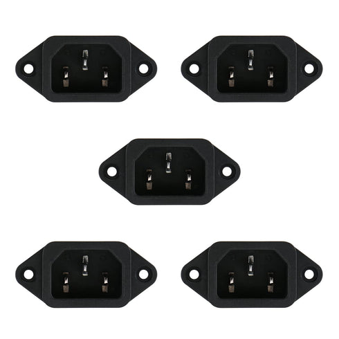 Baomain 3P IEC 320 C14 Male Plug, Panel Power Inlet Sockets Connectors AS-05 AC 250V 10A, 5PCS