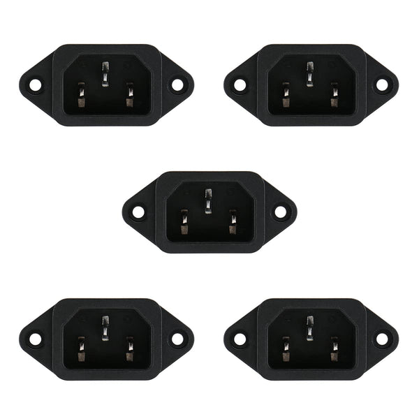Baomain 3P IEC 320 C14 Male Plug, Panel Power Inlet Sockets Connectors AS-05 AC 250V 10A, 5PCS