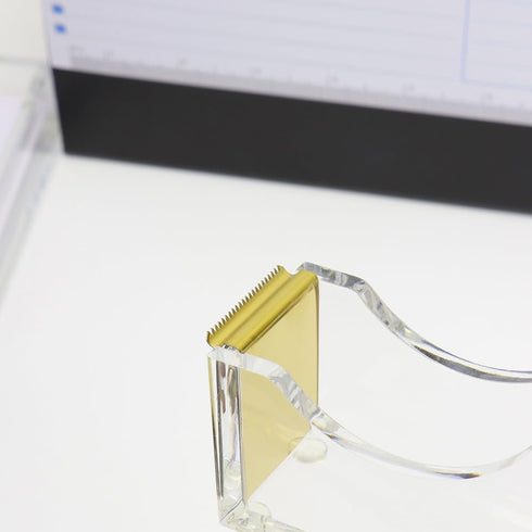 NatSumeBasics Pure Gold Acrylic Tape Dispenser for Washi Tapes, Aesthetic Office School Supplies