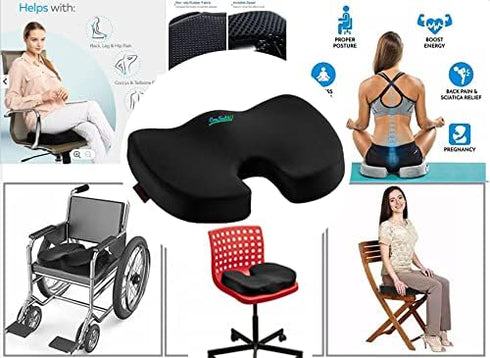 Comfort4U Tailbone Orthopedic Memory Foam Seat Cushion for Car seat - Office Chair - Gaming Chair - Boat seat - Cushion