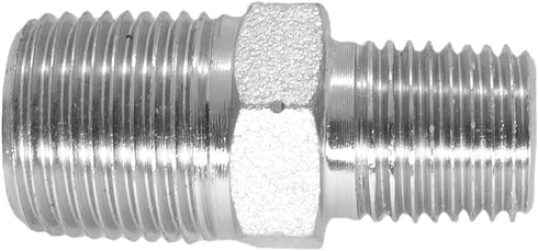 1 Piece 3/8" x 1/4" Male NPT Hex Nipple Plated Steel Hydraulic Fitting Adapter