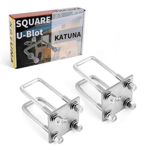 4 Sets Heavy Duty Square U-Bolt Boat Trailer: 2 1/8" W x 5 1/4" L Stainless Steel U-Bolts with Washers