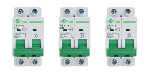 Miniature Circuit Breaker - 3 Pcs 110V/240V MCB DZ47-63 Mini Home Circuit Breaker 2 Pole 16A
