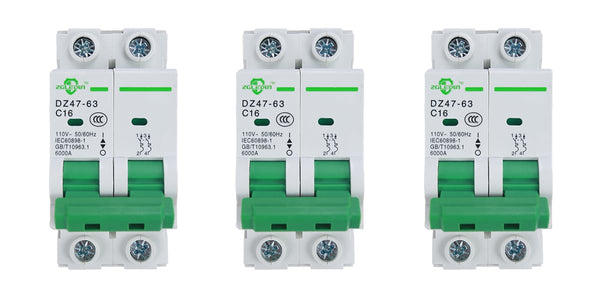 Miniature Circuit Breaker - 3 Pcs 110V/240V MCB DZ47-63 Mini Home Circuit Breaker 2 Pole 16A