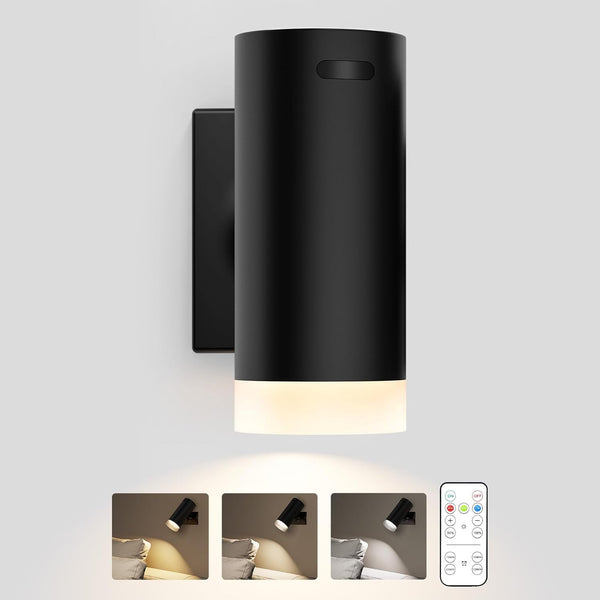 Afyuol Battery Operated Wall Sconce CCT Dimmable Wireless Reading Light, Rechargeable LED