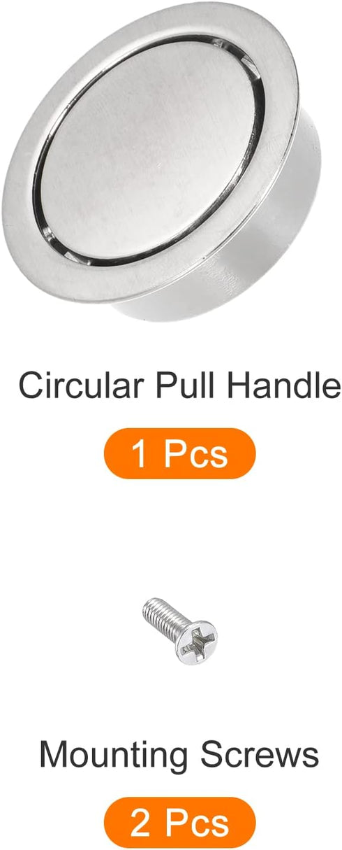Circular Flush Pull Handle, 1Pcs 34mm/1.34" Zinc Alloy Recessed Handle with Screws for Drawer Sliding Doors