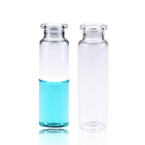 ALWSCI Borosilicate Glass Clear Flat Bottom Vial - 20 ml Capacity, Beveled Finish (Case of 100)