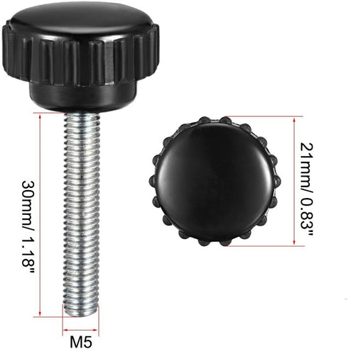 uxcell M5 x 30mm Metric Male Thread Knurled Clamping Knobs Grip Thumb Screw Hand Clamping Handle Bolt with Plastic