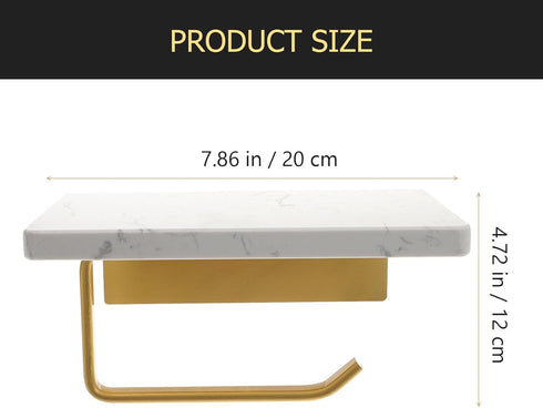 Bathroom Toilet Paper Holder Wall Mounted with Natural Marble Shelf, Wall Tissue Roll Holder for Bathroom and Toilet