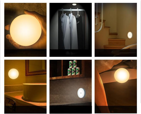 Magnetic LED Night Lamp with PIR Motion Sensor - USB Rechargeable Warm White Light for Cabinets & Bedside