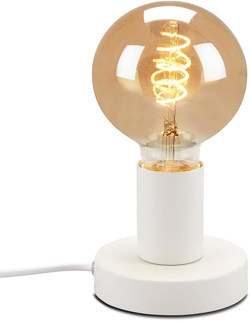 Industrial Table Lamp Base, E26 E27 Lamp Base Without Shade, Mini Short Desk Lamp Exposed Bulb Base in White