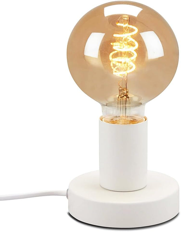 Industrial Table Lamp Base, E26 E27 Lamp Base Without Shade, Mini Short Desk Lamp Exposed Bulb Base in White