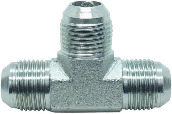 1 Piece Hydraulic 5/8" JIC (7/8"-14) 37° Flare Union Tee, JIC Male x JIC Male x JIC Male T Adapter