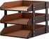 Leather Desk Organizer, Thipoten 3-Tier Stackable Letter Tray Holder for Office Supplies, Paper, File, Magazine,