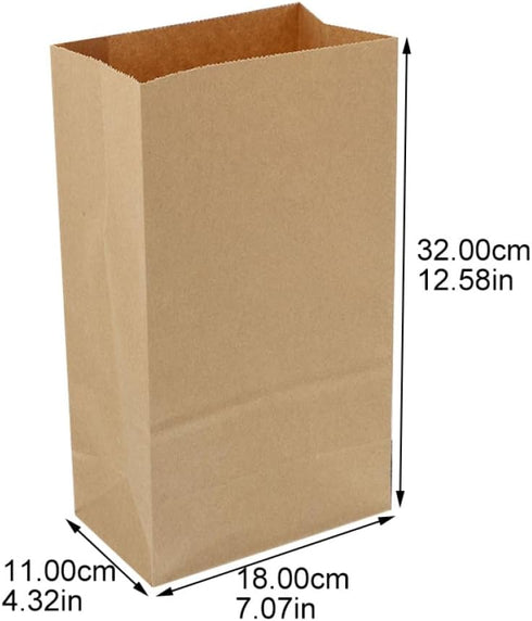 18x11x32cm, 60g 100pcs Packaging GALPADA Brown Kraft Paper Bags for Bread and Snacks, Food-grade Greaseproof Lunch